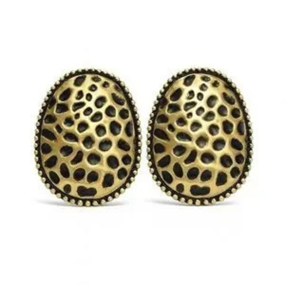Leopard Pattern Gold Textured Earrings